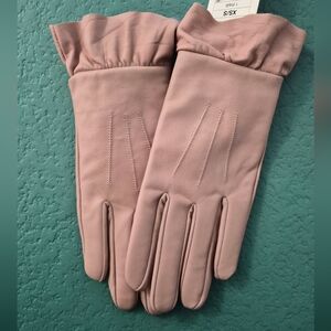 A New Day Mauve Sheep Leather Ruffle Gloves | NWT | XS/S